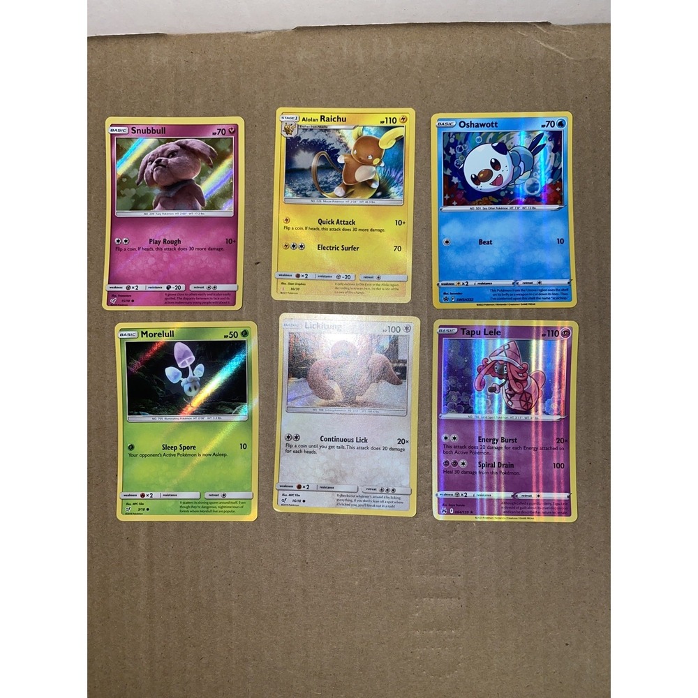 Lot of 6 holo bleed error pokemon cards raichu snubbull etc MP-DMG